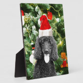 Poodle Dog kerstboom Snowman Red Santa Hat Fotoplaat (Zijkant)