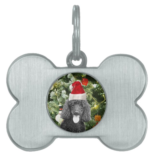 Poodle Dog kerstboom Snowman Red Santa Hat Huisdieren Naamplaatje (voorkant)