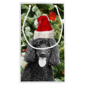 Poodle Dog kerstboom Snowman Red Santa Hat Klein Cadeauzakje (Achterkant)