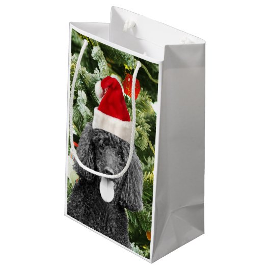 Poodle Dog kerstboom Snowman Red Santa Hat Klein Cadeauzakje (Achterkant Gekanteld)