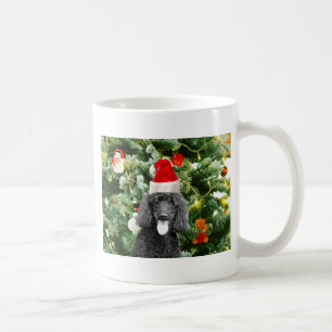 Poodle Dog kerstboom Snowman Red Santa Hat Koffiemok