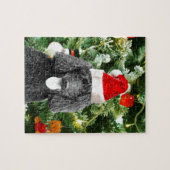 Poodle Dog kerstboom Snowman Red Santa Hat Legpuzzel (Horizontaal)
