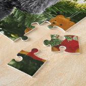Poodle Dog kerstboom Snowman Red Santa Hat Legpuzzel (Zijkant)