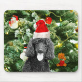 Poodle Dog kerstboom Snowman Red Santa Hat Muismat (Voorkant)