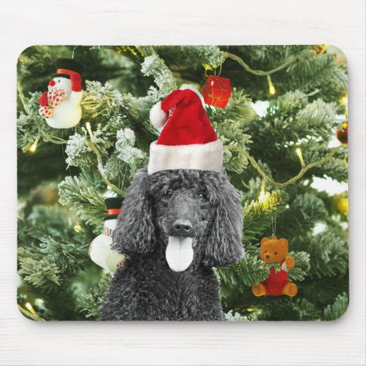 Poodle Dog kerstboom Snowman Red Santa Hat Muismat (Voorkant)