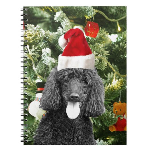 Poodle Dog kerstboom Snowman Red Santa Hat Notitieboek (Voorkant)