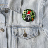 Poodle Dog kerstboom Snowman Red Santa Hat Ronde Button 5,7 Cm (In situ)
