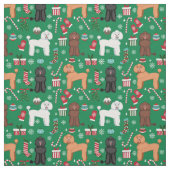 Poodle dog kerstfeestdag stof (Swatch)