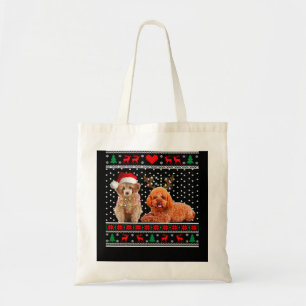 Poodle Dog kersthond Light Ugly Sweater 30 Tote Bag