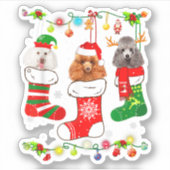 Poodle Dog kerstlampjes Hondenliefhebber Sticker (Voorkant)