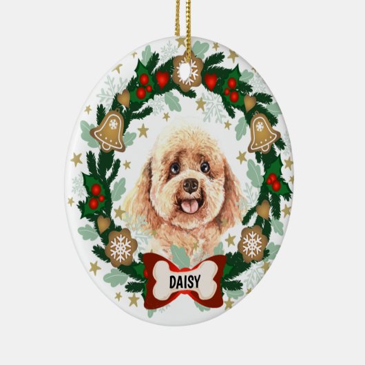 Poodle Dog Kerstmis Dog Cookie Wreate Keramisch Ornament (Rechts)