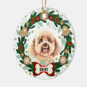 Poodle Dog Kerstmis Dog Cookie Wreate Keramisch Ornament (Links)