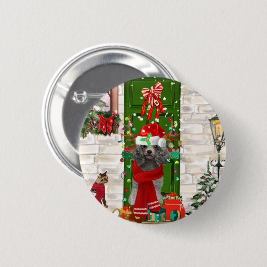 Poodle Dog Kerstmis Ronde Button 5,7 Cm (Voorkant /achterkant)