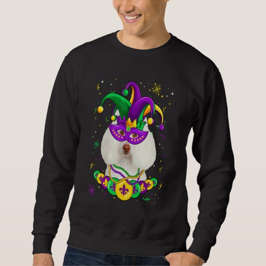 Poodle Dog Lover Mardi Gras Carnival Funny Mask Be Trui (Voorkant)