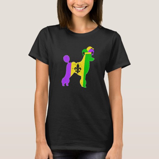 Poodle Dog Mardi Gras Carnivals Funny Puppy Jester T-shirt (Voorkant)