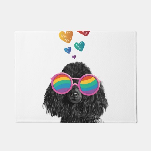 Poodle Dog met Hearts Valentijnsdag Deurmat (Voorkant)