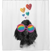 Poodle Dog met Hearts Valentijnsdag Douchegordijn (Voorkant)