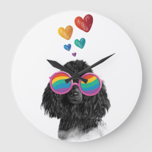 Poodle Dog met Hearts Valentijnsdag Grote Klok