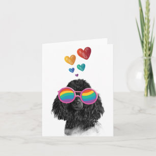 Poodle Dog met Hearts Valentijnsdag Kaart