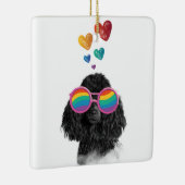 Poodle Dog met Hearts Valentijnsdag Keramisch Ornament (Rechts)