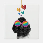Poodle Dog met Hearts Valentijnsdag Keramisch Ornament (Achterkant)