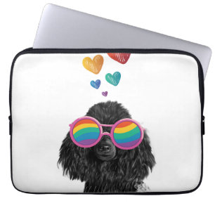 Poodle Dog met Hearts Valentijnsdag Laptop Sleeve