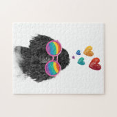 Poodle Dog met Hearts Valentijnsdag Legpuzzel (Horizontaal)