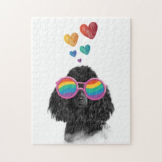 Poodle Dog met Hearts Valentijnsdag Legpuzzel (Verticaal)