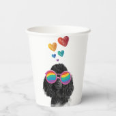 Poodle Dog met Hearts Valentijnsdag Papieren Bekers (Achterkant)