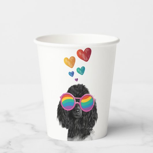 Poodle Dog met Hearts Valentijnsdag Papieren Bekers (Achterkant)