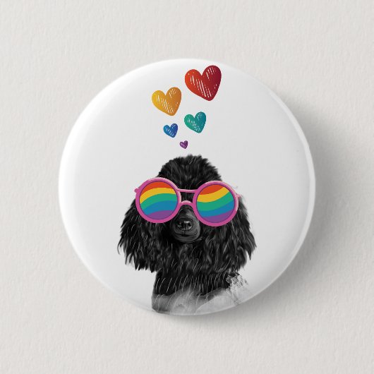 Poodle Dog met Hearts Valentijnsdag Ronde Button 5,7 Cm (Voorkant)