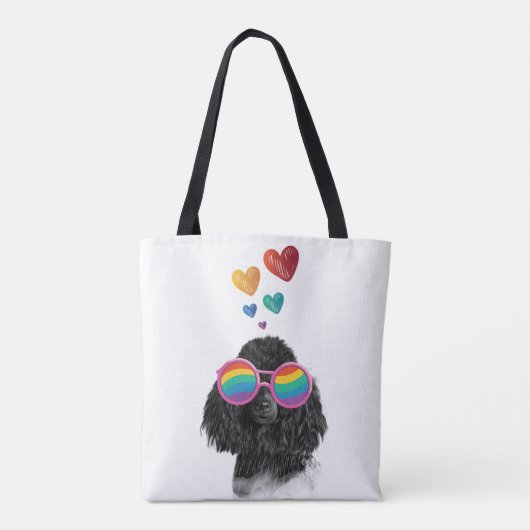 Poodle Dog met Hearts Valentijnsdag Tote Bag (Achterkant)