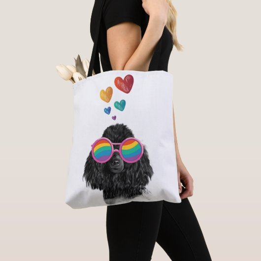 Poodle Dog met Hearts Valentijnsdag Tote Bag (Dichtbij)
