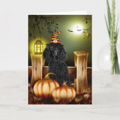 Poodle Dog met Heks Pet Halloween Kaart (Voorkant)
