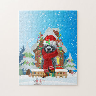 Poodle dog met kerstcadeaus legpuzzel