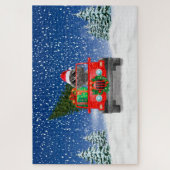 Poodle dog met kerstcadeaus legpuzzel (Verticaal)