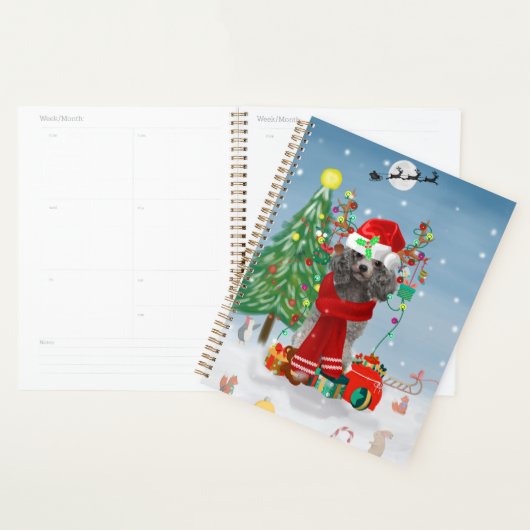 Poodle dog met kerstcadeaus planner (Display)
