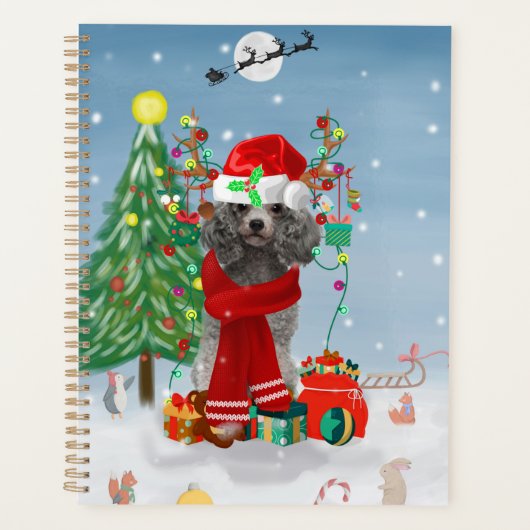 Poodle dog met kerstcadeaus planner (Voorkant)