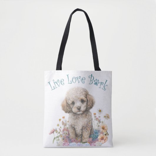 Poodle Dog Moeder Bloemen Tote Bag (Voorkant)