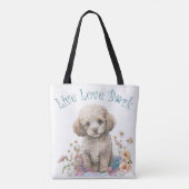 Poodle Dog Moeder Bloemen Tote Bag (Achterkant)