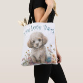 Poodle Dog Moeder Bloemen Tote Bag (Dichtbij)