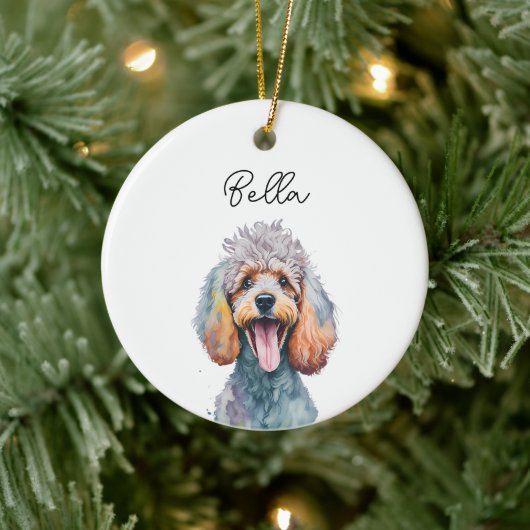Poodle Dog Pet Aangepaste Naam Vakantie Kerstmis Keramisch Ornament (Boom)