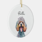 Poodle Dog Pet Aangepaste Naam Vakantie Kerstmis Keramisch Ornament (Rechts)
