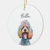Poodle Dog Pet Aangepaste Naam Vakantie Kerstmis Keramisch Ornament (Links)