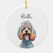 Poodle Dog Pet Aangepaste Naam Vakantie Kerstmis Keramisch Ornament (Achterkant)