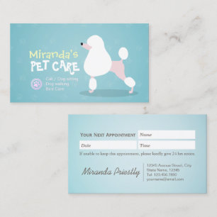 Poodle Dog Pet Care Sitting Bathing Grooming Salon Afsprakenkaartje