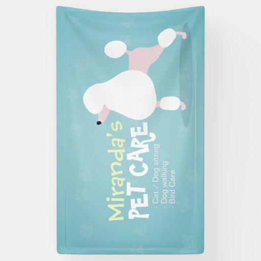 Poodle Dog Pet Care Sitting Bathing Grooming Salon Spandoek (Verticaal)