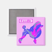 Poodle Dog Pink & Blue Silhouette Magneet (Voorkant / Achterkant)