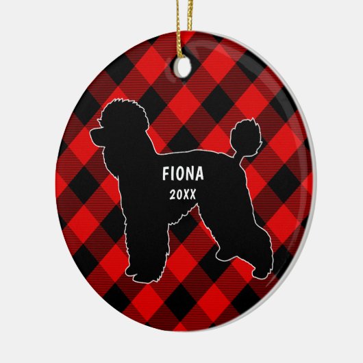 Poodle Dog Pset-kerstversiering Keramisch Ornament (Links)