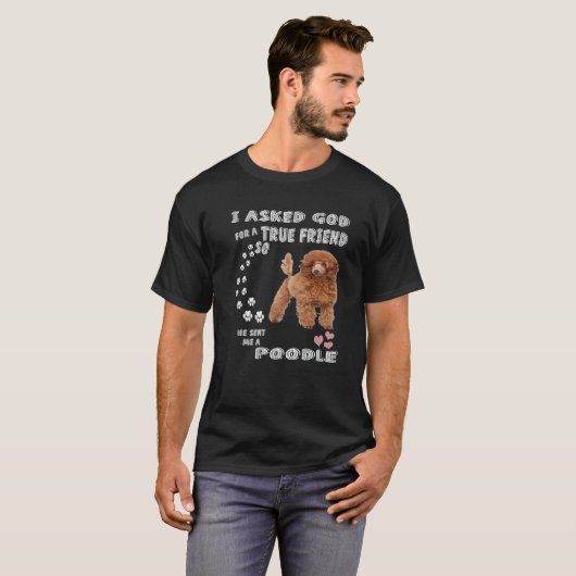 Poodle Dog Quote mam Pap Lover Costume, Cute Red T T-shirt (Voorkant volledig)